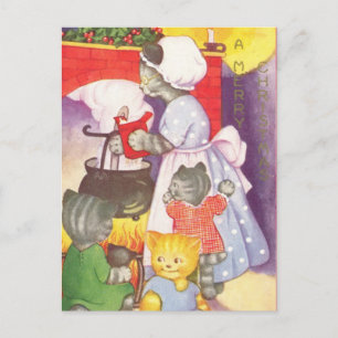 Carte Postale Chats de Noël vintage