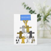 Carte Postale Chats de récupération célébrant la sobriété etc (Debout devant)