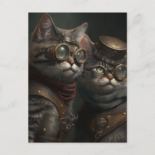 Carte Postale Chats de Steampunk (Devant)