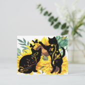 Carte Postale Chats de tournesol - Aquarelle Art Floral (Debout devant)