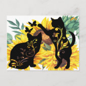 Carte Postale Chats de tournesol - Aquarelle Art Floral (Devant)