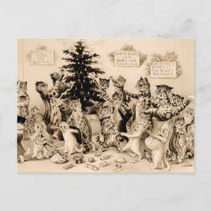 Carte Postale Chats Décorant L'Arbre De Noël Par Louis Wain