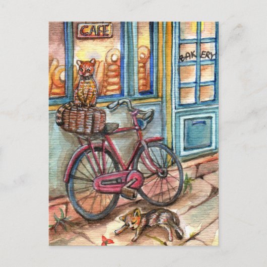 Carte Postale Chats devant la boulangerie (Devant)