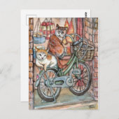 Carte Postale Chats devant le magasin de viande (Devant / Derrière)