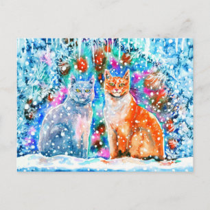 Carte Postale Chats d'hiver