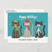 Carte Postale Chats d'hiver mignons Noël (Devant / Derrière)