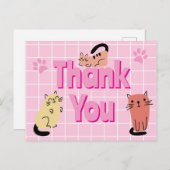 Carte Postale Chats Doodle Merci  (Devant / Derrière)