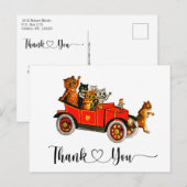 Carte Postale Chats Drôles et Idiots Voiture Rétro Script de Rem (Devant / Derrière)