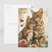 Carte Postale Chats du Bengale Saint-Valentin (Devant / Derrière)