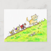 Carte Postale Chats du premier jour d'école (Devant)