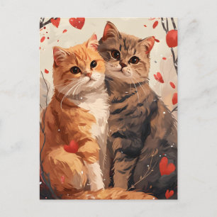 Carte Postale Chats écossais pliés Saint-Valentin