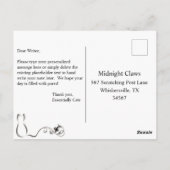 Carte Postale Chats Élégants Merci, Queue en Vrilles, Noir & Bla (Dos)