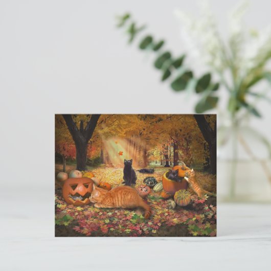Carte Postale Chats en automne (Debout devant)