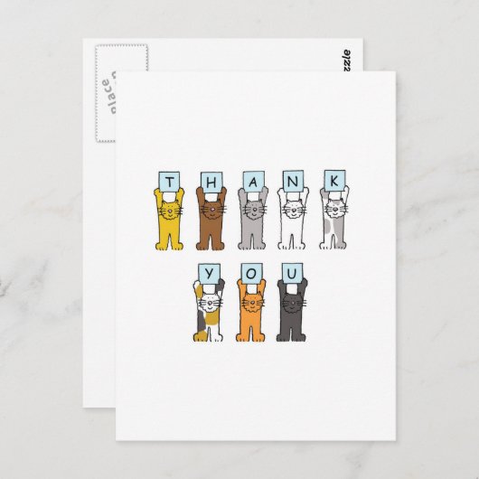 Carte Postale Chats en Merci (Devant / Derrière)