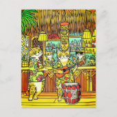 Carte Postale Chats en vacances sur une île dans un Tiki Bar (Devant)