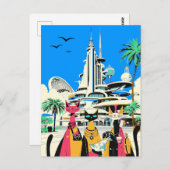 Carte Postale Chats en vacances Visiter l'avenir (Devant / Derrière)