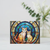 Carte Postale Chats en vitraux IA (Debout devant)
