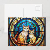 Carte Postale Chats en vitraux IA (Devant / Derrière)