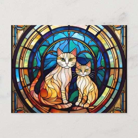 Carte Postale Chats en vitraux IA (Devant)