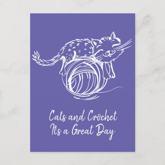 Carte Postale Chats et Crochet C'est un grand jour de courrier h (Devant)