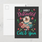 Carte Postale Chats et Fils drogués Drôle Crochet Femme (Devant / Derrière)