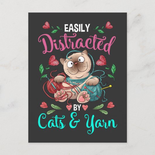 Carte Postale Chats et Fils drogués Drôle Crochet Femme (Devant)