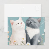 Carte Postale Chats et fleurs (Devant / Derrière)