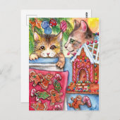 Carte Postale Chats et pain d'épice Cookies (Devant / Derrière)