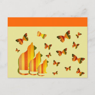Carte Postale Chats et papillons