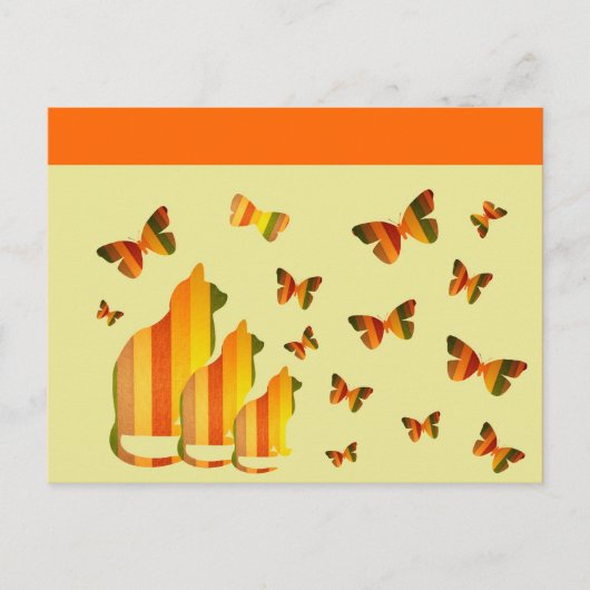 Carte Postale Chats et papillons (Devant)