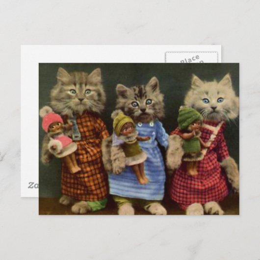 Carte Postale Chats et poupées (Devant / Derrière)
