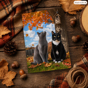 Carte Postale Chats fantaisistes d'automne et amateur de chat Ch