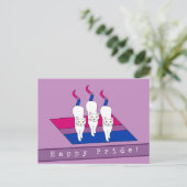 Carte Postale Chats fiers avec drapeau de fierté bisexuel (Debout devant)