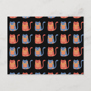 Carte Postale Chats gras mignons en cadeau rose et bleu pour Amo