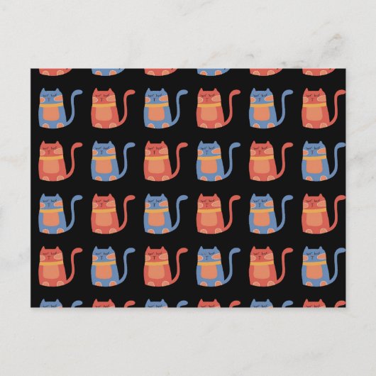 Carte Postale Chats gras mignons en cadeau rose et bleu pour Amo (Devant)