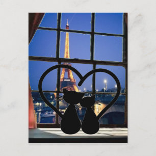 Carte Postale chats    inlove à paris