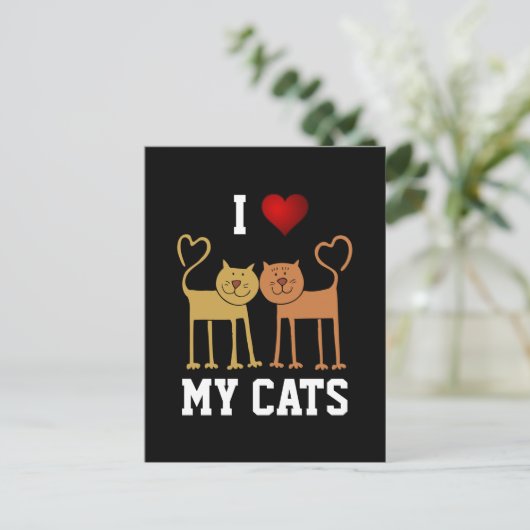 Carte Postale Chats : J'aime mes chats (Debout devant)