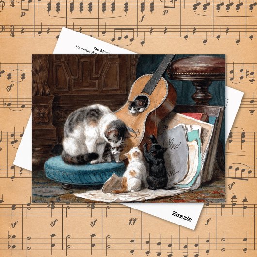 Carte Postale Chats jouant avec la guitare Henriëtte Ronner-Knip