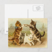 Carte Postale Chats jouant l'illustration vintage (Devant / Derrière)