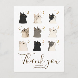 Carte Postale Chats Lune animal Amoureux Cadeau Céleste