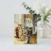 Carte Postale Chats mangeant des châtaignes grillées (Debout devant)