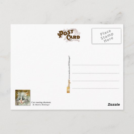 Carte Postale Chats mangeant des châtaignes grillées (Dos)