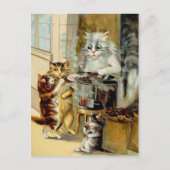 Carte Postale Chats mangeant des châtaignes grillées (Devant)