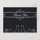 Carte Postale Chats Merci Élégants, Vins à queue, Noir & Blanc (Devant)