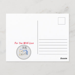 Carte Postale Chats mignonettes à l'aquarelle le jour de la Sain