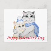 Carte Postale Chats mignonettes à l'aquarelle le jour de la Sain (Devant)