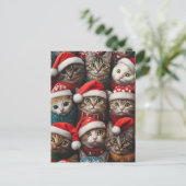 Carte Postale Chats mignons en chapeaux de Noël Animaux de Noël (Debout devant)