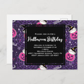 Carte Postale Chats mignons et citrouilles Motif d'Halloween pou (Devant / Derrière)