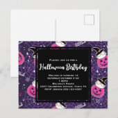 Carte Postale Chats Mignons et Citrouilles Motif Halloween Anniv (Devant / Derrière)