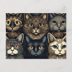 Carte Postale Chats mignons posant ensemble